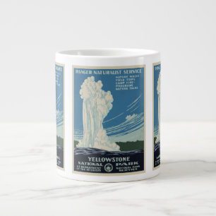 Vintage Old Faithful in Yellowstone National Park Giant Coffee Mug