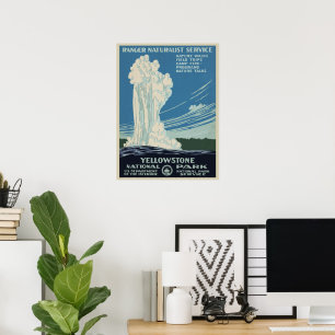 Vintage Old Faithful in Yellowstone National Park Poster