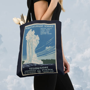 Vintage Old Faithful in Yellowstone National Park Tote Bag