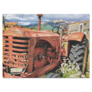 Vintage Old Farm Tractor Decoupage Tissue Paper