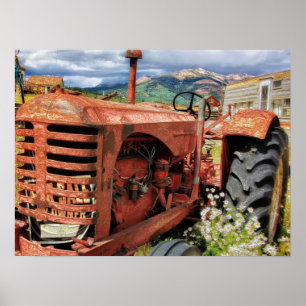 Vintage Old Farm Tractor Poster