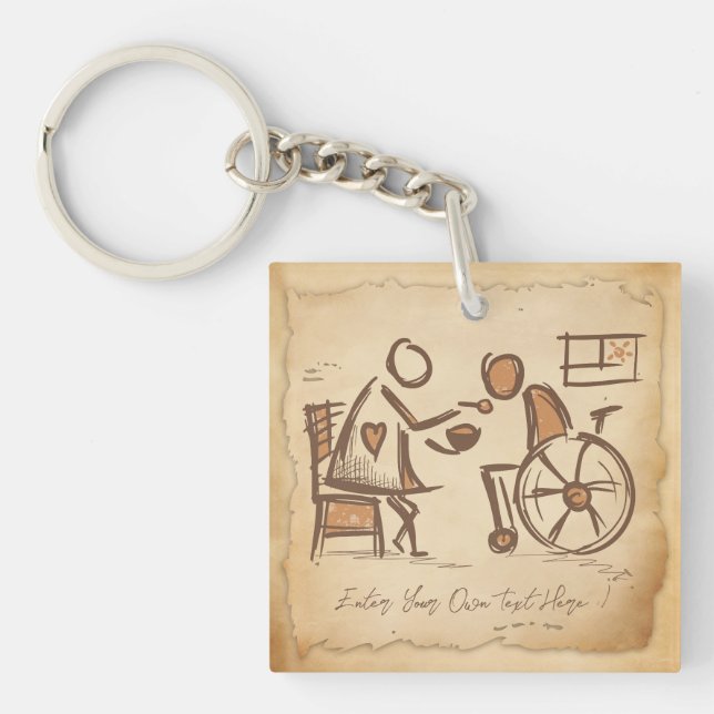 Vintage Old Fashion Caregiver, Nursing Assistant Keychain (Front)