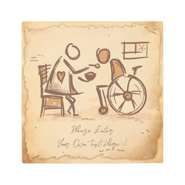 Vintage Old Fashion Caregiver, Nursing Assistant Metal Print (Front)