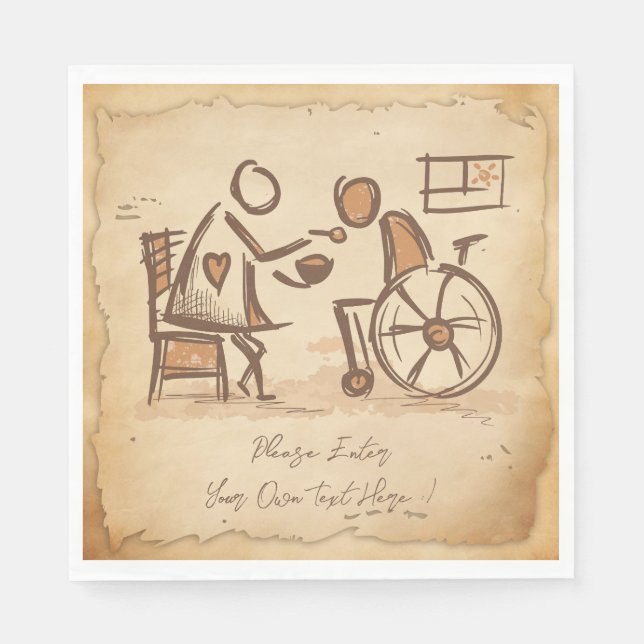Vintage Old Fashion Caregiver, Nursing Assistant Napkins (Front)