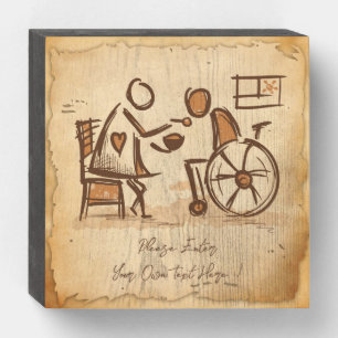 Vintage Old Fashion Caregiver, Nursing Assistant Wooden Box Sign