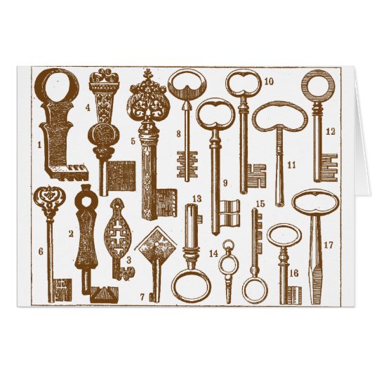 Vintage Old Fashioned Antique Key Set Cards (Front Horizontal)