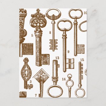 Vintage Old Fashioned Antique Key Set Postcard by CuteLittleTreasures at Zazzle