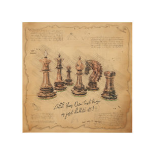 Vintage Old Fashioned Chess Pieces Art Player Gift