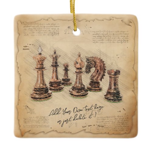 Vintage Old Fashioned Chess Pieces Art Player Gift Ceramic Ornament