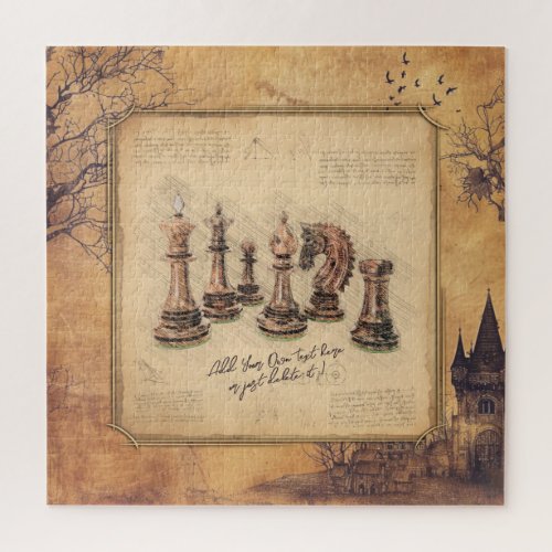 Vintage Old Fashioned Chess Pieces Art Player Gift Jigsaw Puzzle