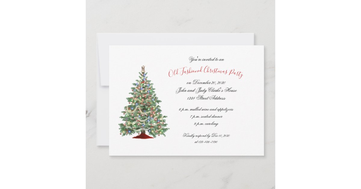 Vintage Old Fashioned Christmas Party Invitation 