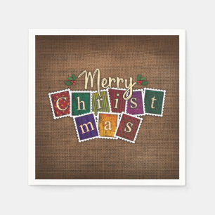 VINTAGE OLD FASHIONED CHRISTMAS STAMPS DECOUPAGE NAPKINS