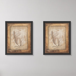 Vintage Old Fashioned Dental Art. Dentist Gift Wall Art Sets