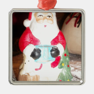Vintage Old Fashioned Fun Santa Claus Christmas wi Metal Ornament