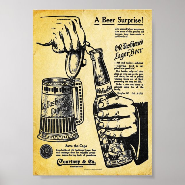 Vintage Old fashioned Lager Beer Print (Front)