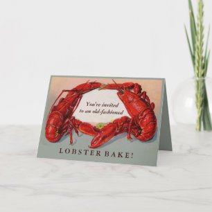 Vintage old-fashioned lobster bake invitation