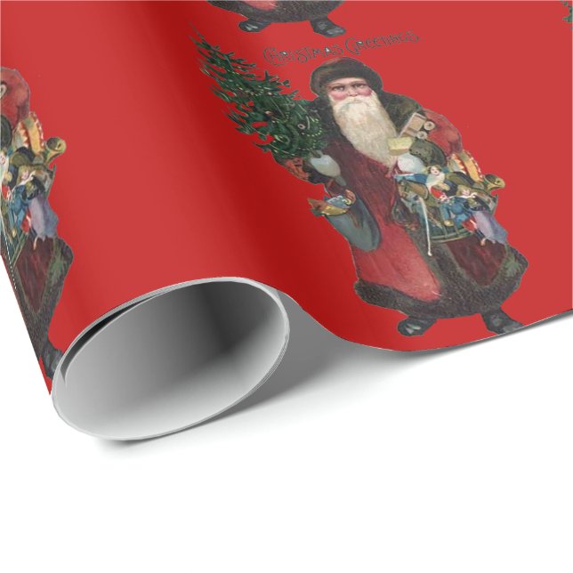 Vintage Old Fashioned Santa Claus Choose Color Wrapping Paper (Roll Corner)