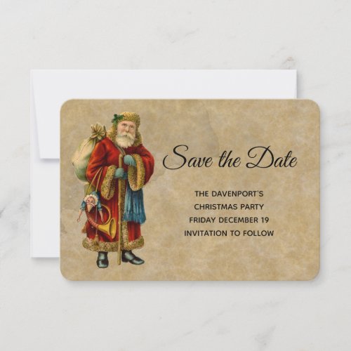 Vintage Old_Fashioned Santa Claus Christmas Save The Date