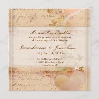 Vintage, old fashioned wedding invitation
