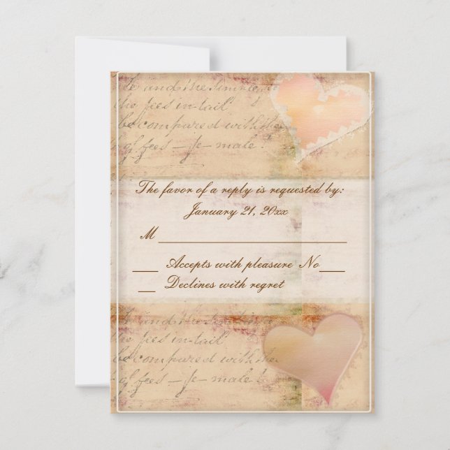 Vintage old fashioned wedding rsvp card (Front)