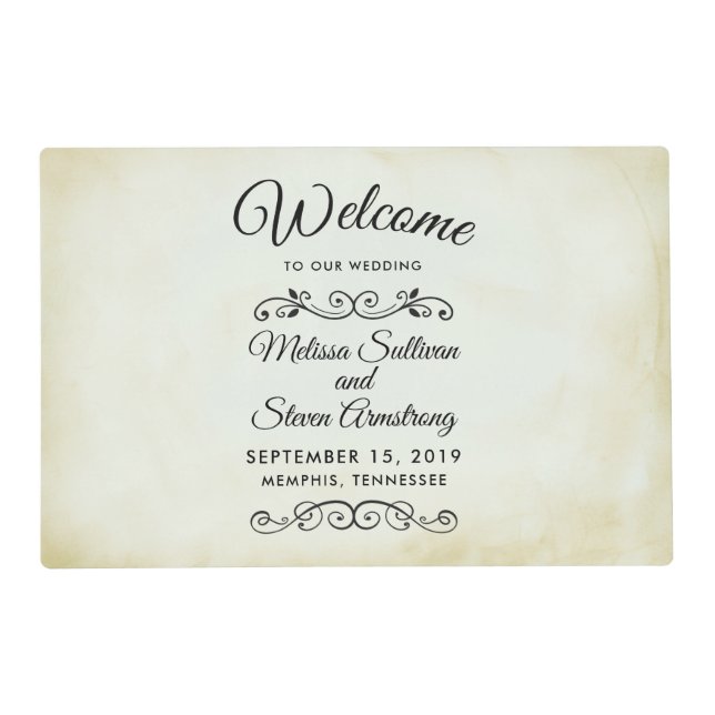 Vintage Old-Fashioned Western Theme Wedding Placemat (Front)