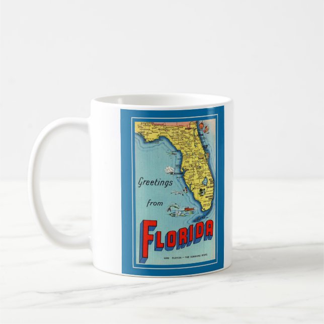 Vintage Old Florida Map Postcard Mug (Left)