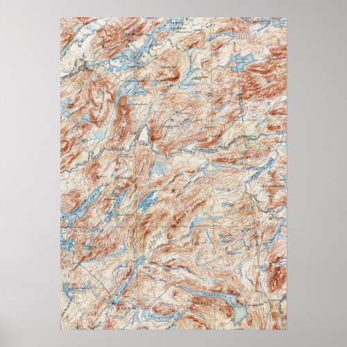 Vintage Old Forge New York Topographical Map Poster