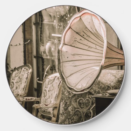 Vintage Old Furniture and Gramophone    Wireless Charger