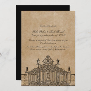 Vintage Old Gate Theme Luxurious Wedding Invitation