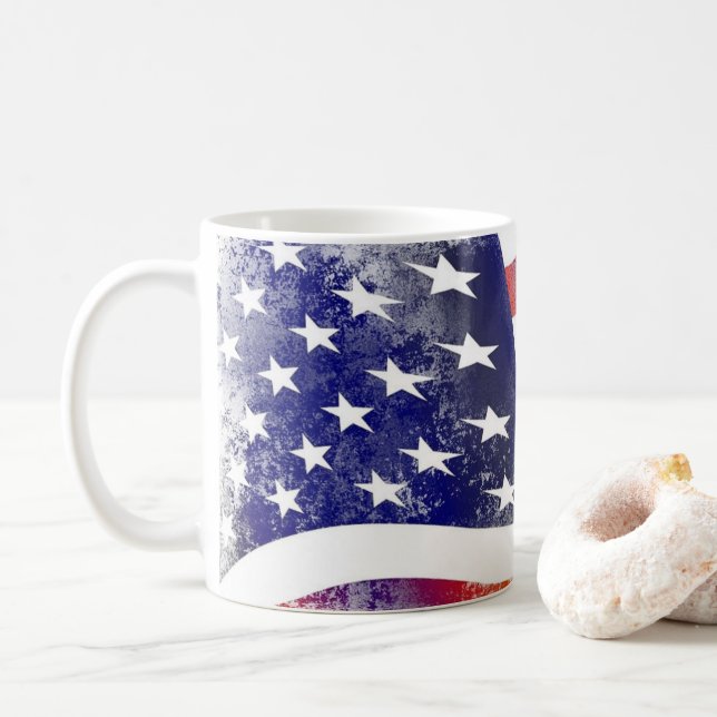 Vintage Old Glory Flag Coffee Mug (With Donut)