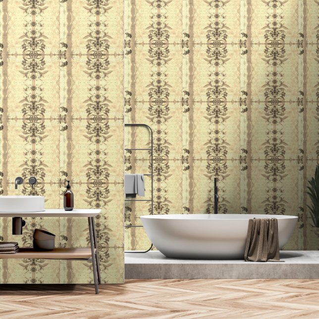 Vintage old gold florals and lace wallpaper  (Bathroom)