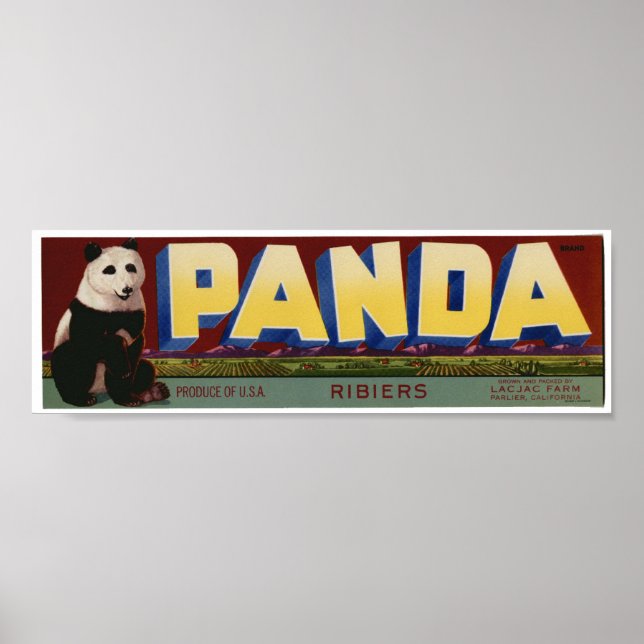 Vintage Old Grapes Panda Fruit Crate Labels Poster (Front)