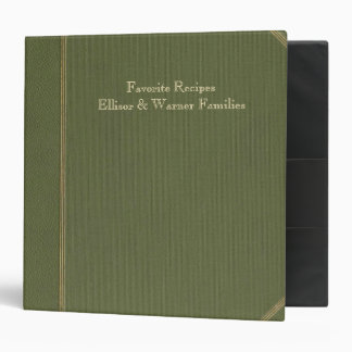 Vintage Old Green Book Personalized Recipe 3 Ring Binder