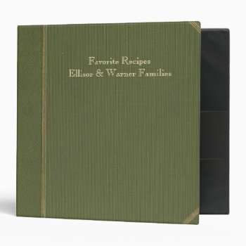 Vintage Old Green Book Personalized Recipe 3 Ring Binder by RiverJude at Zazzle