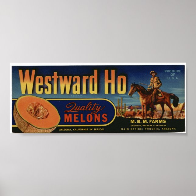 Vintage Old Ho Cantaloupe Fruit Crate Labels Poster (Front)