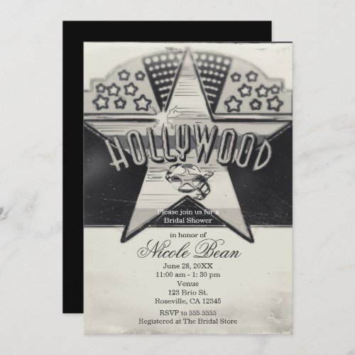 Vintage Old Hollywood Black  White Invitations