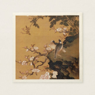 Vintage Old Japanese Painting of Two Birds Paper Napkins