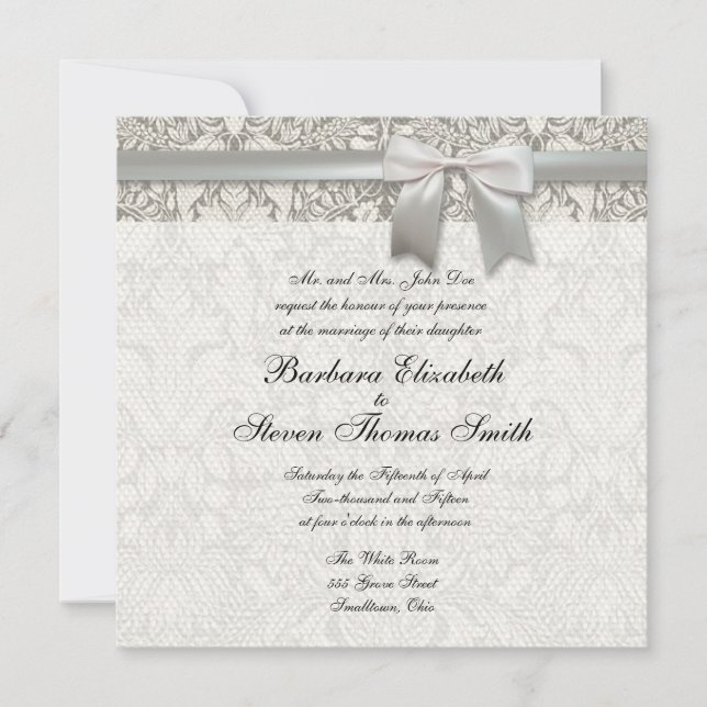 Vintage Old Lace Wedding Invitation Template (Front)