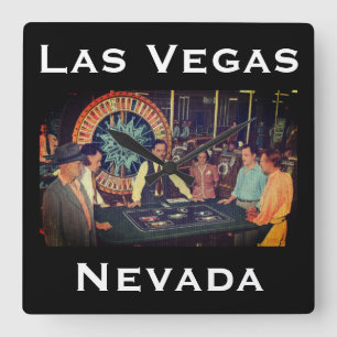 Vintage Old Las Vegas, Nevada Casino Scene Square Wall Clock