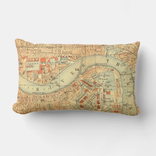Vintage Old London River Thames Map print cushions