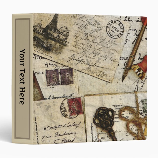 Vintage Old Mail Memories 3 Ring Binder (Front/Spine)