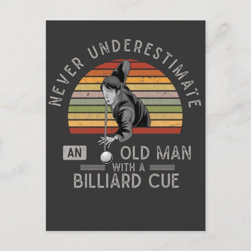 Vintage Old Man Billard Cue Snooker Pool Player Postcard