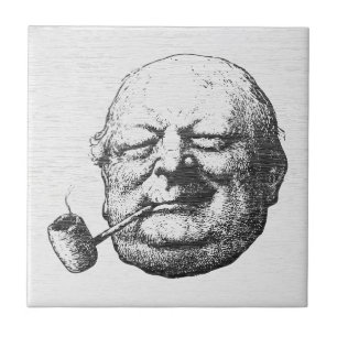 Vintage Old Man Smoking Pipe Ceramic Tile