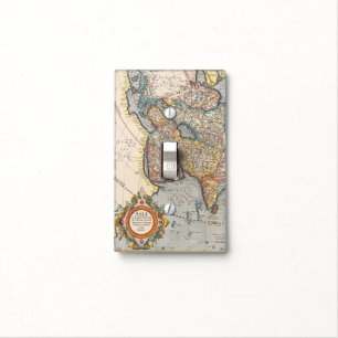 Vintage Old Map of Asia Book Plate Design