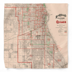 Vintage Old Map of Chicago - 1893 Bandana