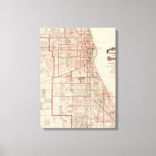 Vintage Old Map of Chicago _ 1893 Canvas Print