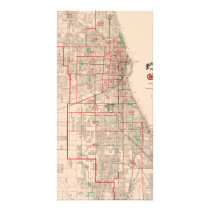 Vintage Old Map of Chicago - 1893