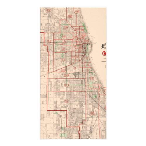 Vintage Old Map of Chicago _ 1893 Card