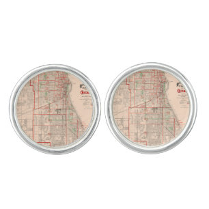 Vintage Old Map of Chicago - 1893 Cufflinks