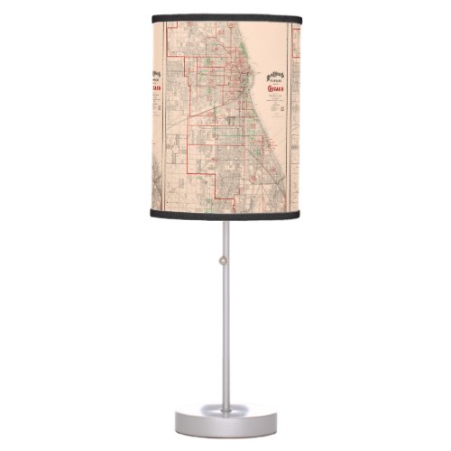 Vintage Old Map of Chicago _ 1893 Table Lamp